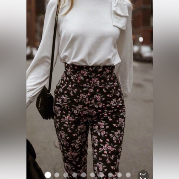 Rebecca Taylor Pants - Rebecca Taylor Black Skinny Jeans with Pink Floral Print